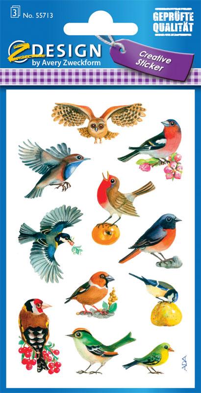 Birds paper sticker painted